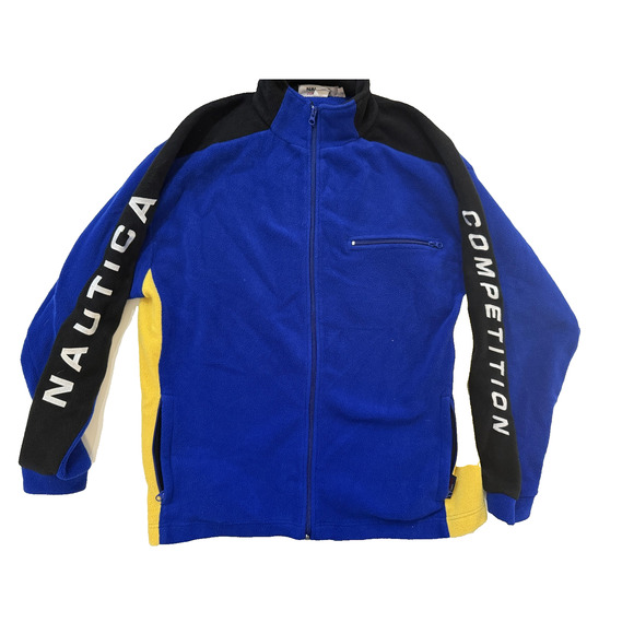 Vintage Nautica Competition Jacket Mens XL Fleece Full Zip Made USA 90s Sleeve - Picture 1 of 9